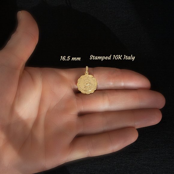 Genuine 10K Gold Saint Christopher Pendant Necklace Stamped 10K ITALY, - Picture 6 of 6